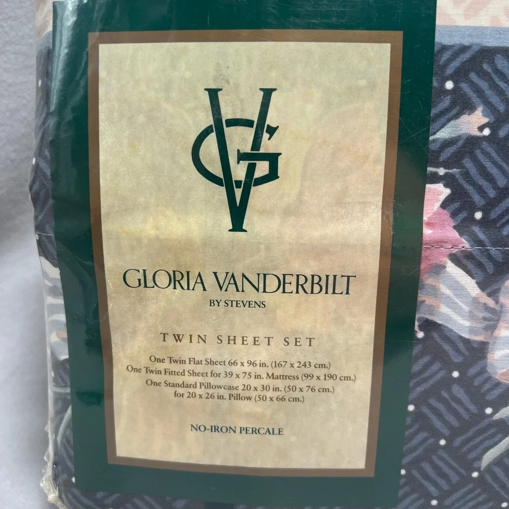 Gloria Vanderbilt Sheet Set NOS Vintage 90s Floral Nightingale Cottagecore Twin